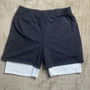 Men's Vintage Cotton Pacific Heat Training Lined 2 In 1 Workout Shorts Size L